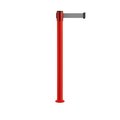 Montour Line Stanchion Belt Barrier Fixed Base Red Post 7.5ftLight Grey Belt MSX630F-RD-LGY-75